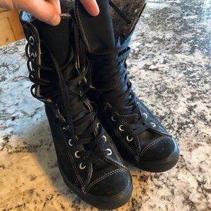 Black Wedge Converse High Tops woman’s size 8